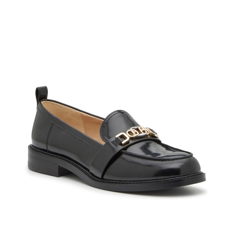 Sam Edelman Black Leather Loraine Bit Loafers Gold Hardware Shoes Womens 6